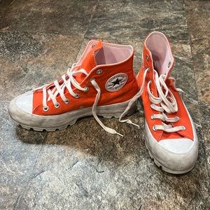 Women’s Orange converse high tops